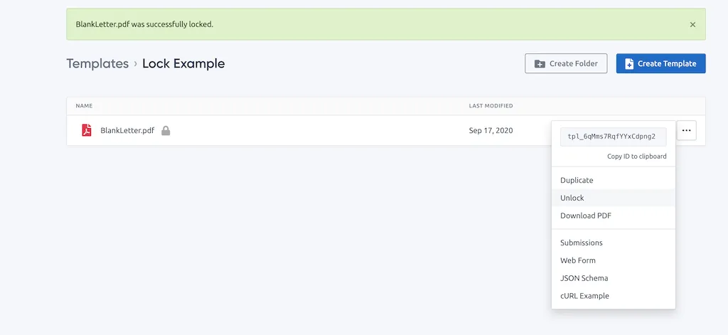 Unlock template option